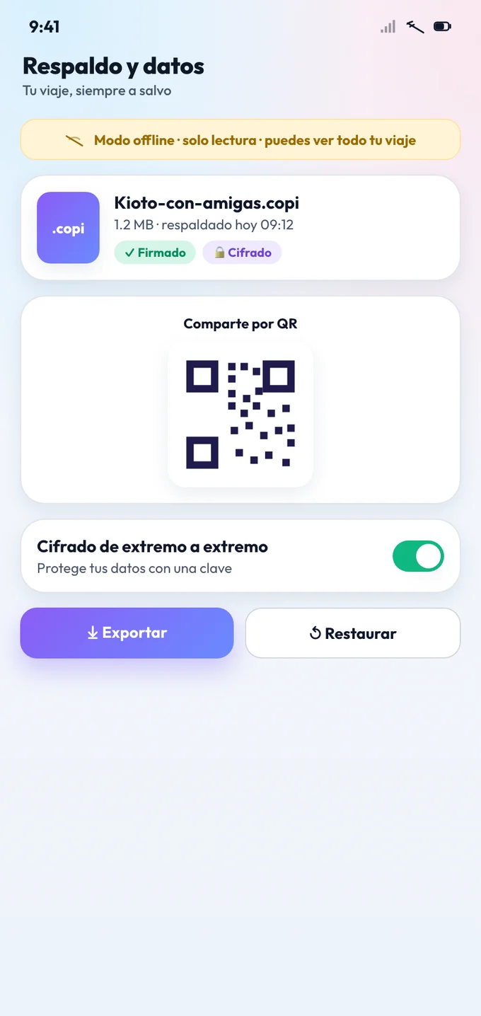 Respaldo .copi y modo offline de Copitoki